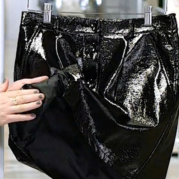 Faux Patent Leather Mini Skirt - Picture 5 of 7